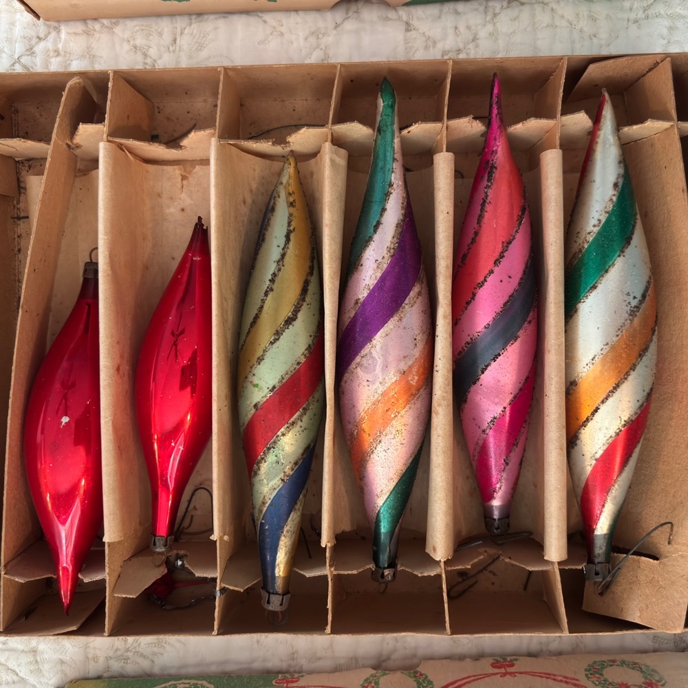 4 original boxes Vintage Holiday Ornaments
